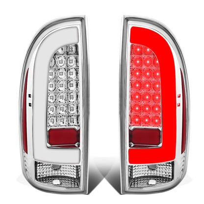 FAROS TRASEROS 05-15 TOYOTA TACOMA - L-BAR - 3D - LED - CHROME / CLEAR