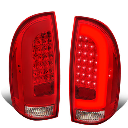 FAROS TRASEROS 05-15 TOYOTA TACOMA - L-BAR - 3D - LED - CHROME / RED