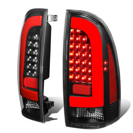 FAROS TRASEROS 05-15 TOYOTA TACOMA - RED L-BAR - 3D - LED - BLACK / CLEAR