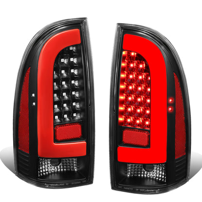 FAROS TRASEROS 05-15 TOYOTA TACOMA - RED L-BAR - 3D - LED - BLACK / CLEAR