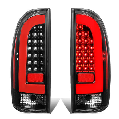 FAROS TRASEROS 05-15 TOYOTA TACOMA - RED L-BAR - 3D - LED - BLACK / CLEAR