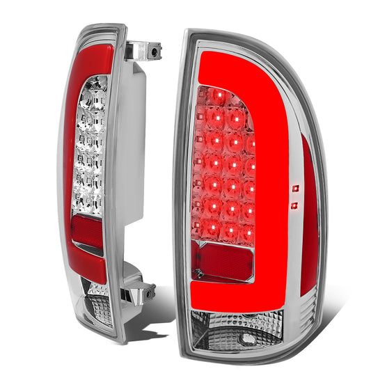 FAROS TRASEROS 05-15 TOYOTA TACOMA - RED L-BAR - 3D - LED - CHROME / CLEAR