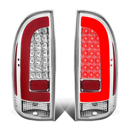 FAROS TRASEROS 05-15 TOYOTA TACOMA - RED L-BAR - 3D - LED - CHROME / CLEAR