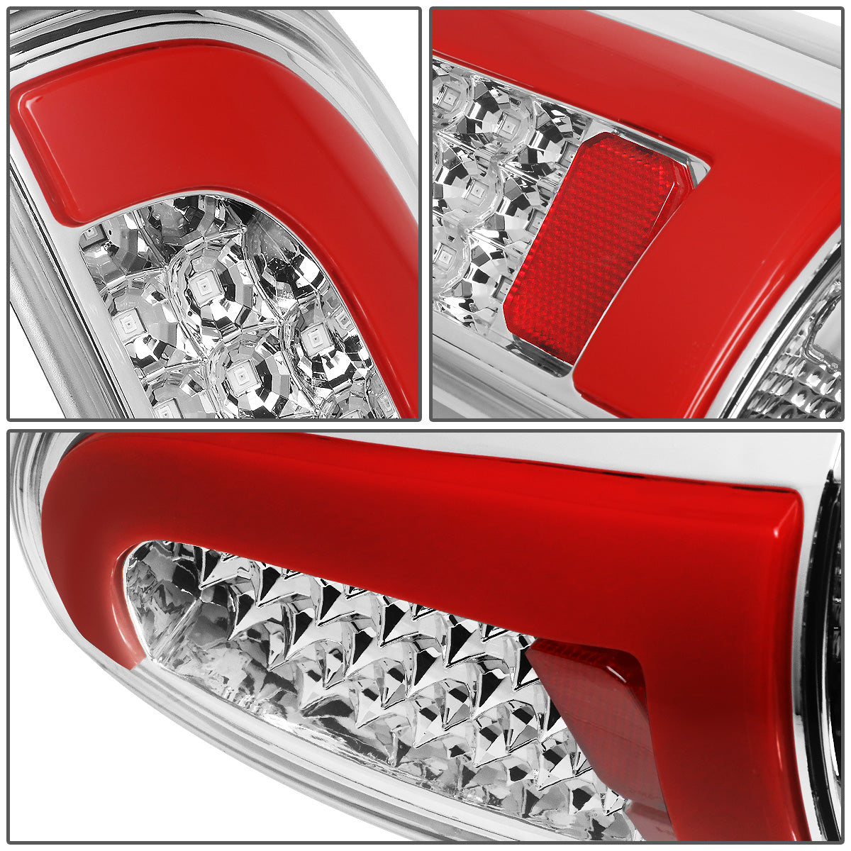 FAROS TRASEROS 05-15 TOYOTA TACOMA - RED L-BAR - 3D - LED - CHROME / CLEAR