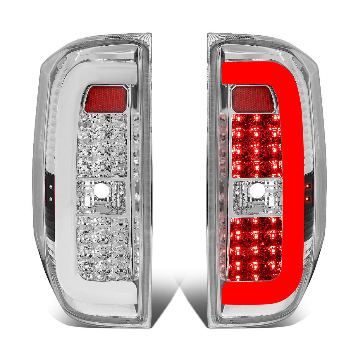 FAROS TRASEROS 14-18 TOYOTA TUNDRA - TUBE BAR - 3D - LED - CHROME / CLEAR