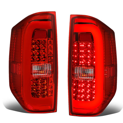 FAROS TRASEROS 14-18 TOYOTA TUNDRA - TUBE BAR - 3D - LED - CHROME / RED