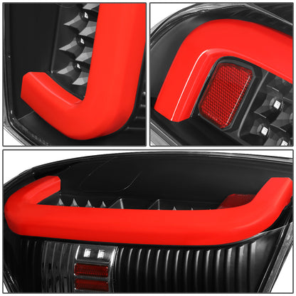 FAROS TRASEROS 14-18 TOYOTA TUNDRA - TUBE BAR - 3D - RED LED - BLACK / CLEAR