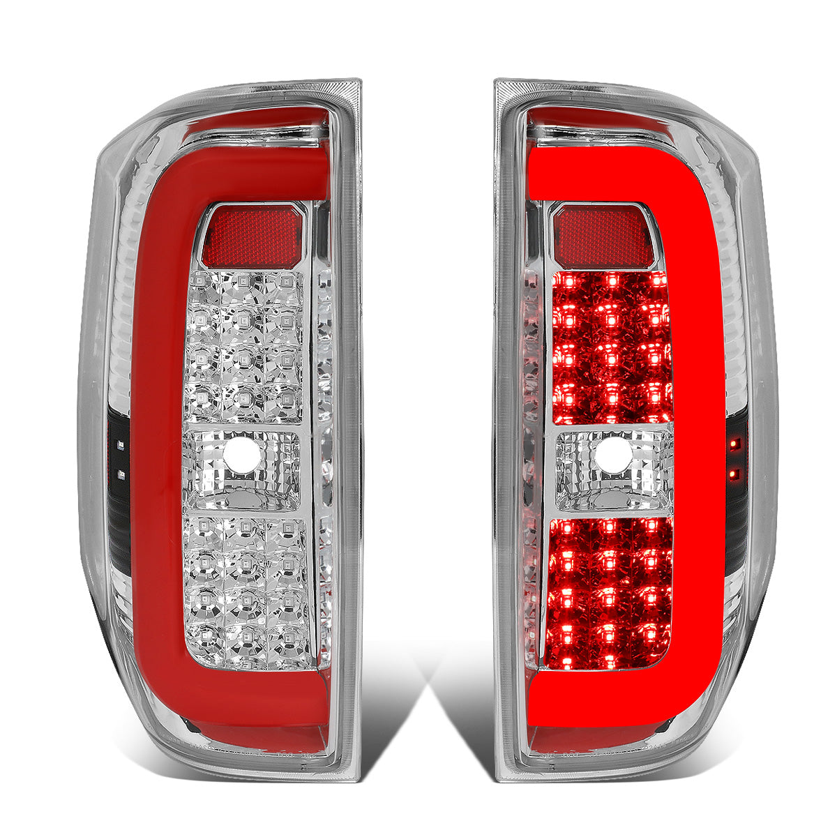 FAROS TRASEROS 14-18 TOYOTA TUNDRA - TUBE BAR - 3D - RED LED - CHROME / CLEAR