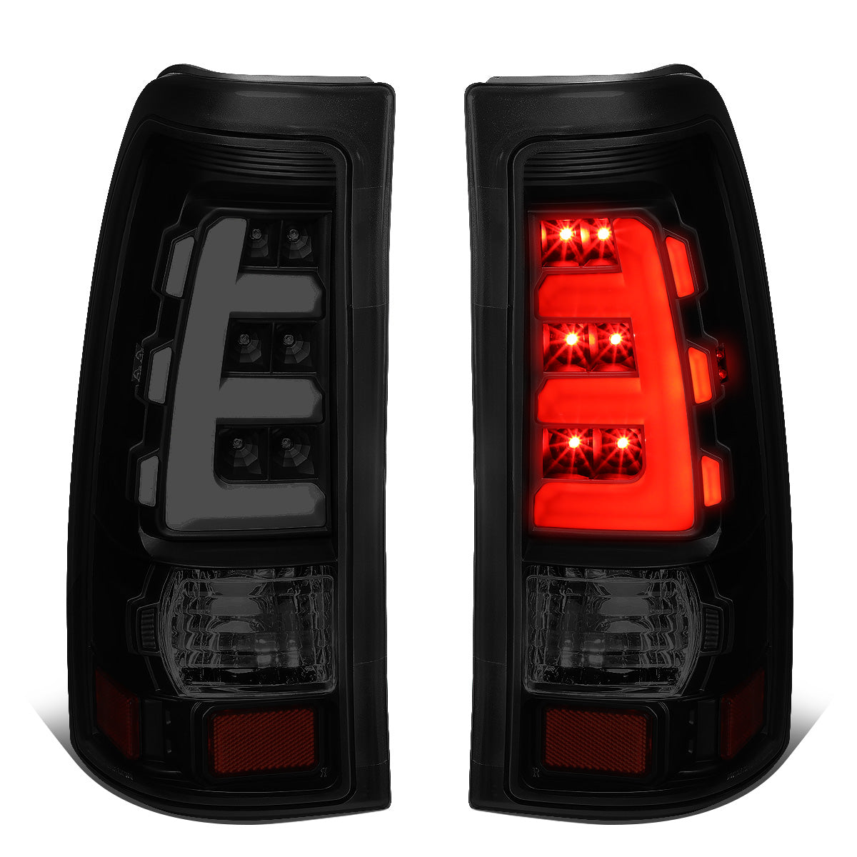 FAROS TRASEROS 99-02 CHEVY SILVERADO 1500, SILVERADO 2500, SILVERADO 3500HD / 99-03 GMC SIERRA 1500, SIERRA 2500HD - FITS FLEETSIDE MODELS ONLY - LED - SMOKE