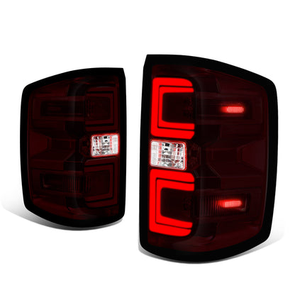 FAROS TRASEROS 14-18 CHEVY SILVERADO 1500 / 2019 CHEVY SILVERADO 1500 LD / 15-19 CHEVY SILVERADO 2500 HD 3500 HD / 15-19 GMC SIERRA 3500 HD WITH DUALLY WHEELS - FITS MODELS WITHOUT FACTORY LED TAIL LIGHTS - SMOKED / RED