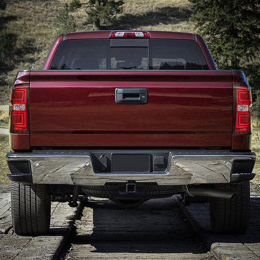 FAROS TRASEROS 14-18 CHEVY SILVERADO 1500 / 2019 CHEVY SILVERADO 1500 LD / 15-19 CHEVY SILVERADO 2500 HD 3500 HD / 15-19 GMC SIERRA 3500 HD WITH DUALLY WHEELS - FITS MODELS WITHOUT FACTORY LED TAIL LIGHTS - RED / CLEAR