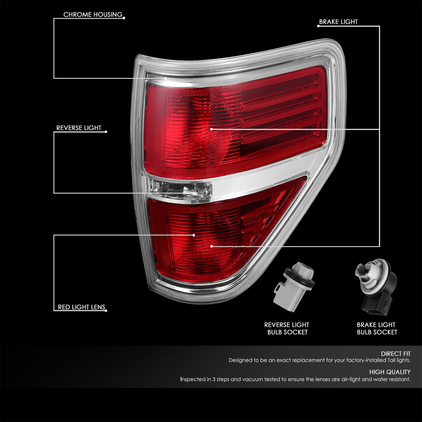 FAROS TRASEROS 09-14 FORD F-150 - LEFT - CHROME/RED