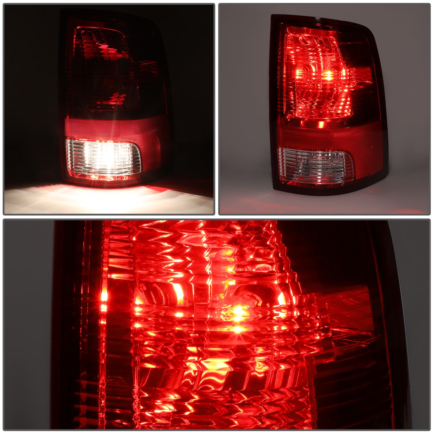 FAROS TRASEROS 09-10 DODGE RAM 1500 / 2010 RAM 2500, 3500 / 11-18 RAM 1500, 2500, 3500 / 19-22 RAM 1500 CLASSIC - FITS MODELS WITH FACTORY HALOGEN TAIL LIGHTS ONLY - DOES NOT FIT MODELS WITH FACTORY LED TAIL LIGHTS - LED - RIGHT - RED