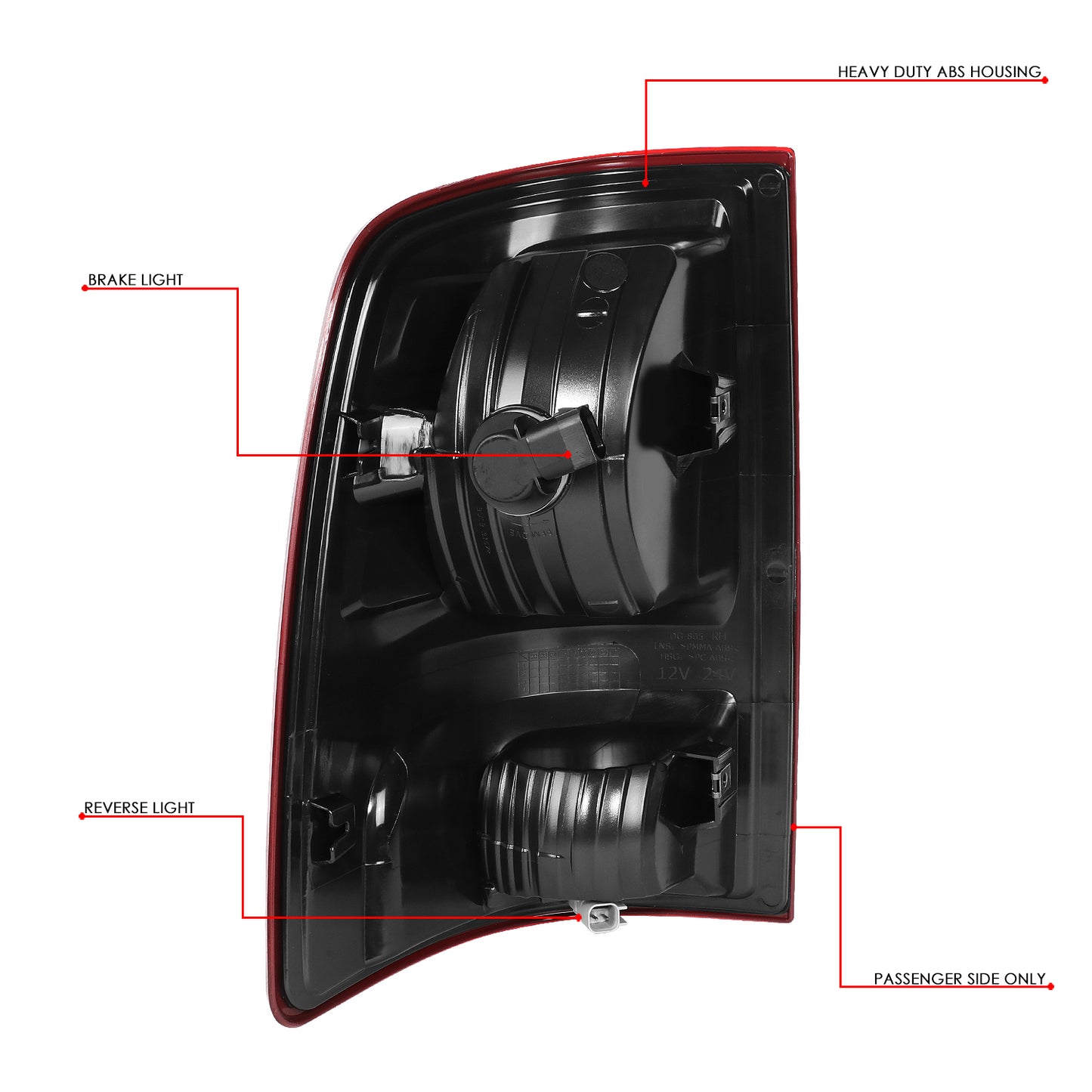 FAROS TRASEROS 09-10 DODGE RAM 1500 / 2010 RAM 2500, 3500 / 11-18 RAM 1500, 2500, 3500 / 19-22 RAM 1500 CLASSIC - FITS MODELS WITH FACTORY HALOGEN TAIL LIGHTS ONLY - DOES NOT FIT MODELS WITH FACTORY LED TAIL LIGHTS - LED - RIGHT - RED