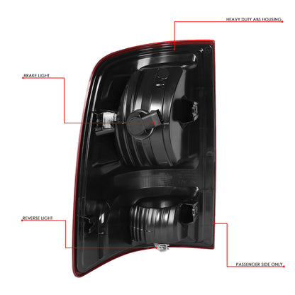 FAROS TRASEROS 09-10 DODGE RAM 1500 / 2010 RAM 2500, 3500 / 11-18 RAM 1500, 2500, 3500 / 19-22 RAM 1500 CLASSIC - FITS MODELS WITH FACTORY HALOGEN TAIL LIGHTS ONLY - DOES NOT FIT MODELS WITH FACTORY LED TAIL LIGHTS - LED - RIGHT - RED