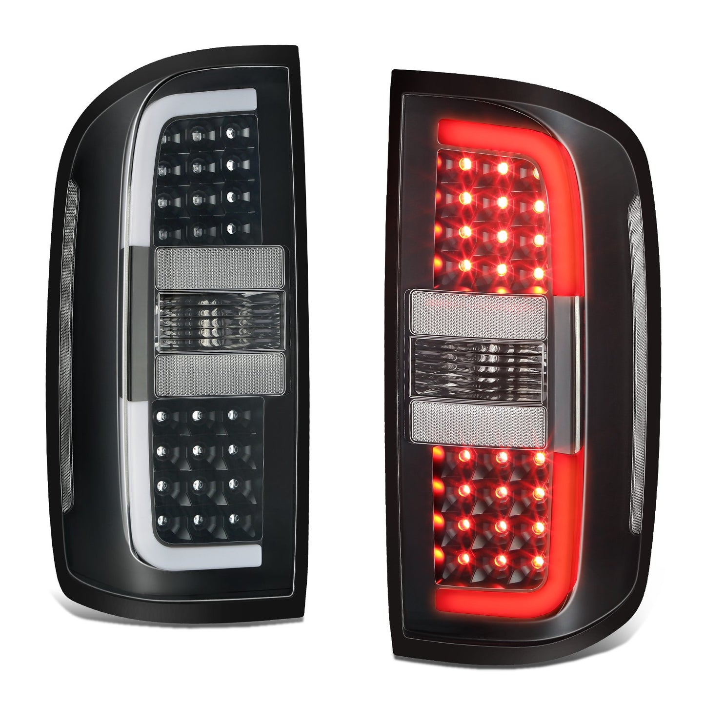 FAROS TRASEROS 15-22 CHEVY COLORADO - BLACK LED TAIL LIGHTS BRAKE LAMPS - LED LIGHT TUBE REPLACEMENT - DRIVER & PASSENGER - FULL CLEAR LENS