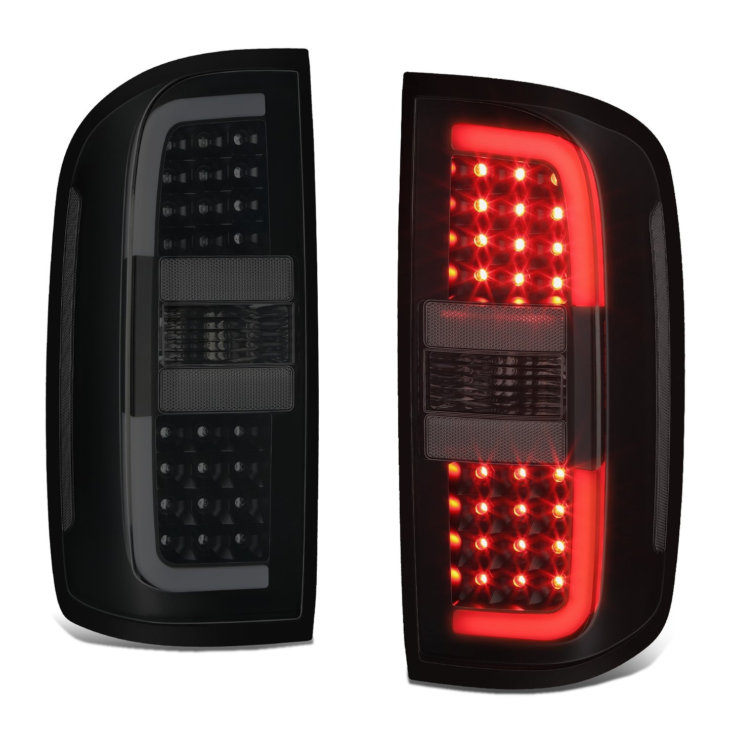FAROS TRASEROS 15-22 CHEVY COLORADO - BLACK LED TAIL LIGHTS BRAKE LAMPS - W/LED LIGHT TUBE REPLACEMENT - DRIVER & PASSENGER - SMOKE+CLEAR LENS