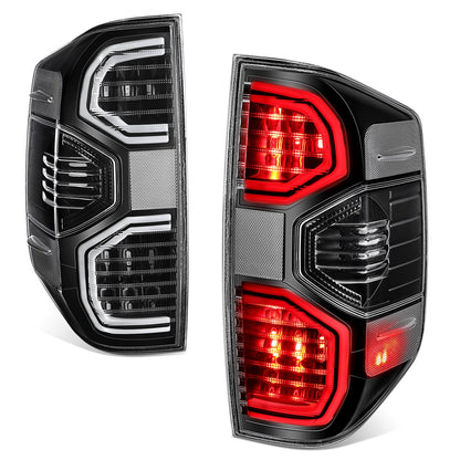 FAROS TRASEROS 14-21 TOYOTA TUNDRA PICKUP - BLACK HOUSING - LED TUBE TAIL LIGHTS BRAKE LAMPS SET REPLACEMENT - LEFT+RIGHT - FULL CLEAR LENS