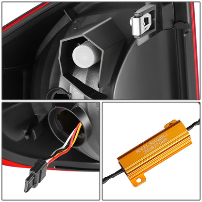 FAROS TRASEROS 14-21 TOYOTA TUNDRA PICKUP - BLACK HOUSING - LED TUBE TAIL LIGHTS BRAKE LAMPS SET REPLACEMENT - LEFT+RIGHT - RED+CLEAR LENS