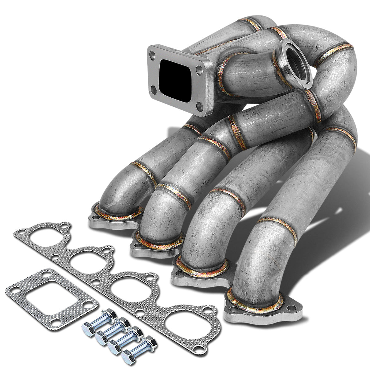 TURBO MANIFOLD TURBO MANIFOLD - SS - HONDA B-SERIES TOP-MOUNT - T3 FLANGE - 60MM V-BAND WASTEGATE - NON-POLISHED