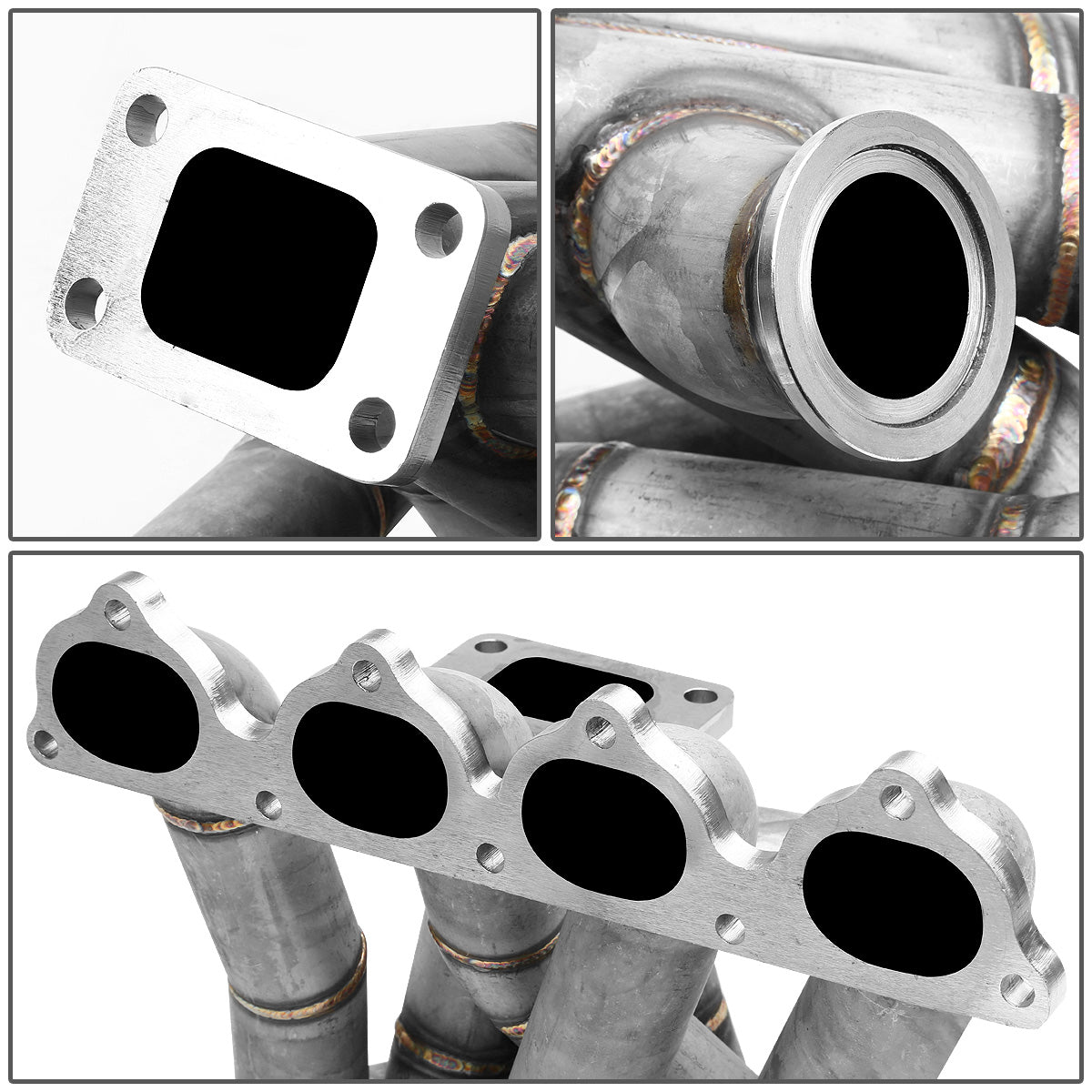 TURBO MANIFOLD TURBO MANIFOLD - SS - HONDA B-SERIES TOP-MOUNT - T3 FLANGE - 60MM V-BAND WASTEGATE - NON-POLISHED