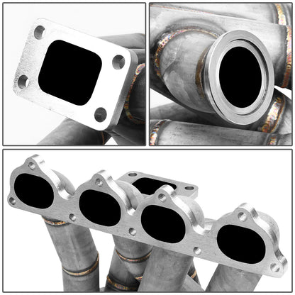 TURBO MANIFOLD TURBO MANIFOLD - SS - HONDA B-SERIES TOP-MOUNT - T3 FLANGE - 60MM V-BAND WASTEGATE - NON-POLISHED