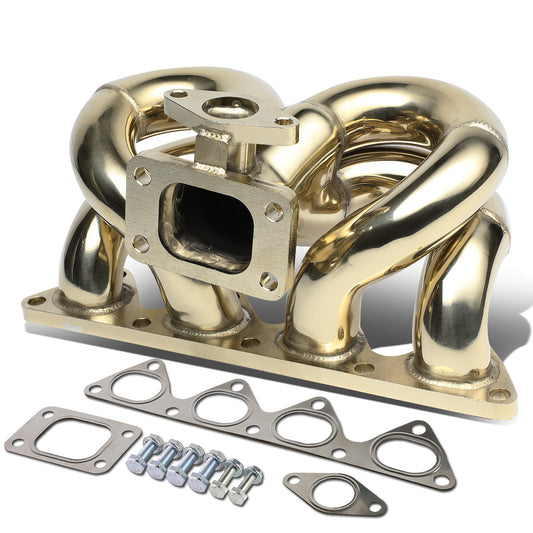 TURBO MANIFOLD TURBO MANIFOLD - SS - HONDA B-SERIES - T3 FLANGE - 35/38MM WG - RAM HORN STYLE - GOLD