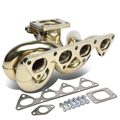 TURBO MANIFOLD TURBO MANIFOLD - SS - HONDA B-SERIES - T3 FLANGE - 35/38MM WG - RAM HORN STYLE - GOLD