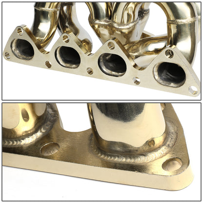 TURBO MANIFOLD TURBO MANIFOLD - SS - HONDA B-SERIES - T3 FLANGE - 35/38MM WG - RAM HORN STYLE - GOLD