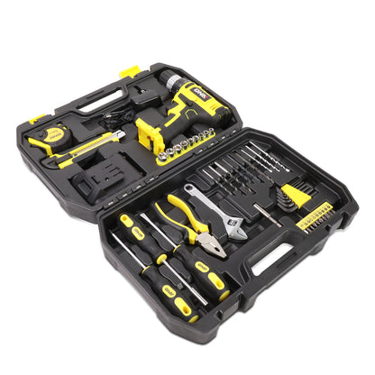 HERRAMIENTAS 46PCS - W/ CORDLESS DRILL - BLACK / YELLOW