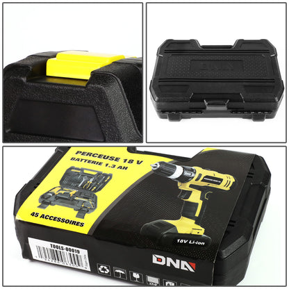 HERRAMIENTAS 46PCS - W/ CORDLESS DRILL - BLACK / YELLOW