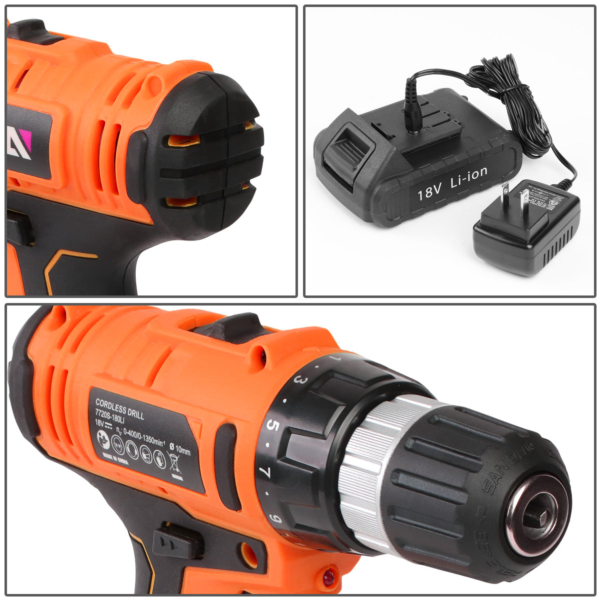 HERRAMIENTAS 46PCS - W/ CORDLESS DRILL - BLACK / ORANGE