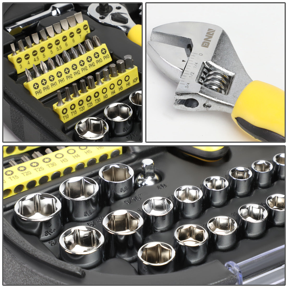 HERRAMIENTAS 64PCS - CHROME VANADIUM STEEL - BLACK / YELLOW