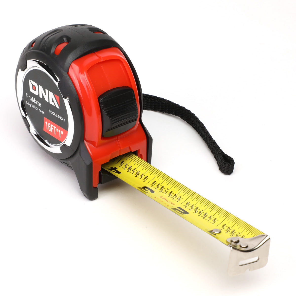 HERRAMIENTAS DNA LOGO - 16FT - 1" - PUSH BUTTON - BLACK / RED