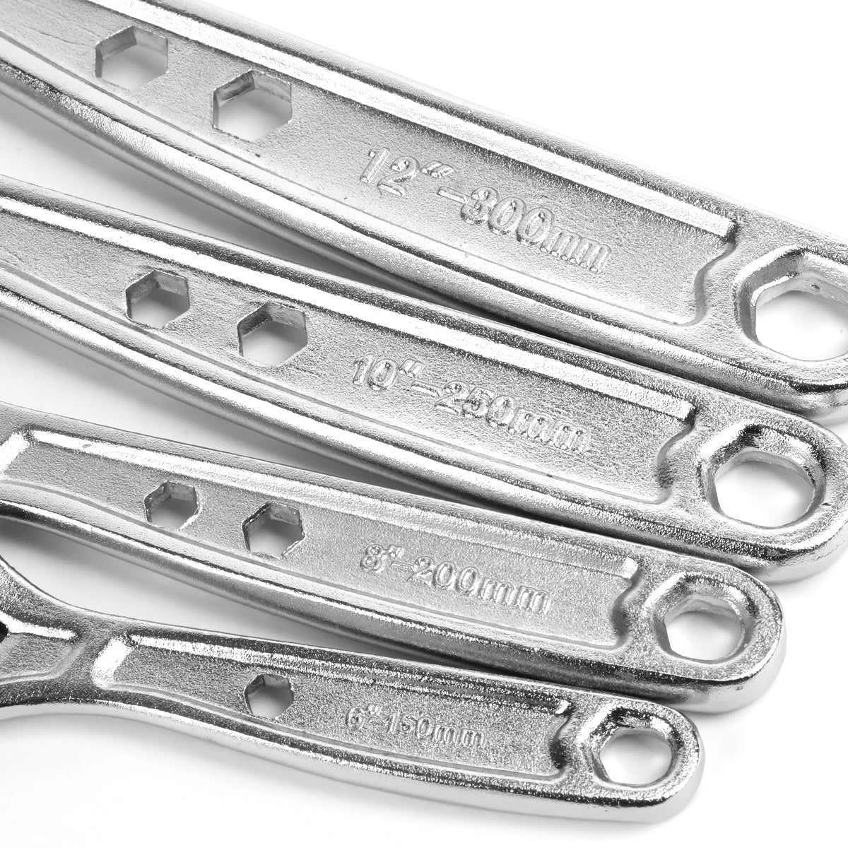 HERRAMIENTAS DNA LOGO - 4PC - 6" WRENCH, 8" WRENCH, 10" WRENCH, 12" WRENCH - 3/4", 1", 1-1/4", 1-1/2" JAW OPENING - CHROME VANADIUM STEEL