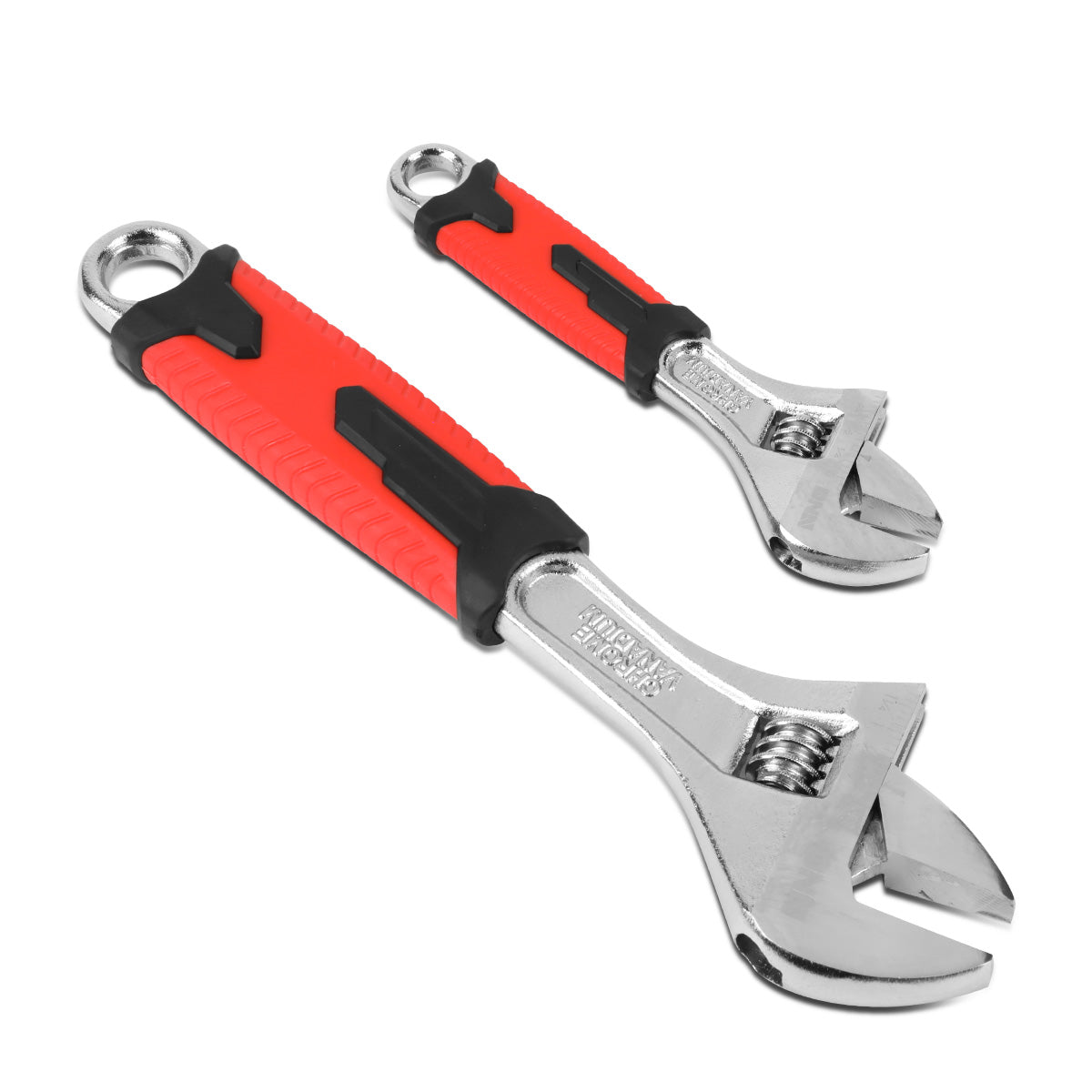 HERRAMIENTAS DNA LOGO - 2PC - 6" WRENCH, 8" WRENCH - 1" / 1-1/2" JAW OPENING - CHROME VANADIUM STEEL - BLACK / RED RUBBER GRIP
