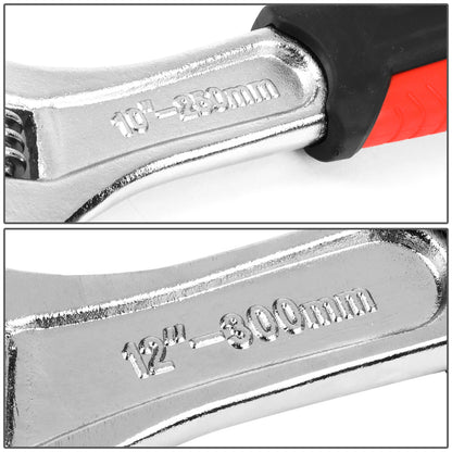 HERRAMIENTAS DNA LOGO - 2PC - 6" WRENCH, 8" WRENCH - 1" / 1-1/2" JAW OPENING - CHROME VANADIUM STEEL - BLACK / RED RUBBER GRIP