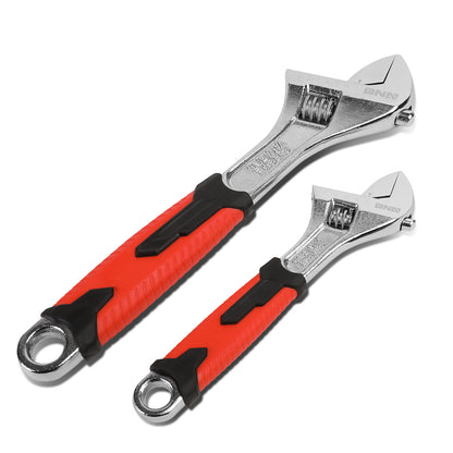 HERRAMIENTAS DNA LOGO - 2PC - 8" WRENCH, 12" WRENCH - 1-1/4" / 1-5/8" JAW OPENING - CHROME VANADIUM STEEL - BLACK / RED RUBBER GRIP