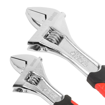 HERRAMIENTAS DNA LOGO - 2PC - 8" WRENCH, 12" WRENCH - 1-1/4" / 1-5/8" JAW OPENING - CHROME VANADIUM STEEL - BLACK / RED RUBBER GRIP