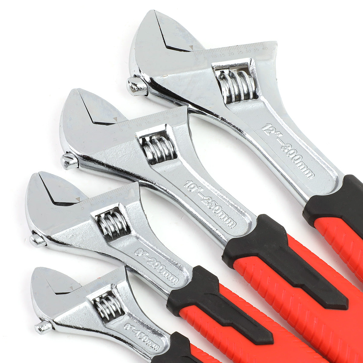 HERRAMIENTAS DNA LOGO - 4PC - 6" WRENCH, 8" WRENCH, 10" WRENCH, 12" WRENCH - 3/4", 1", 1-1/4", 1-1/2" JAW OPENING - CHROME VANADIUM STEEL - BLACK / RED RUBBER GRIP