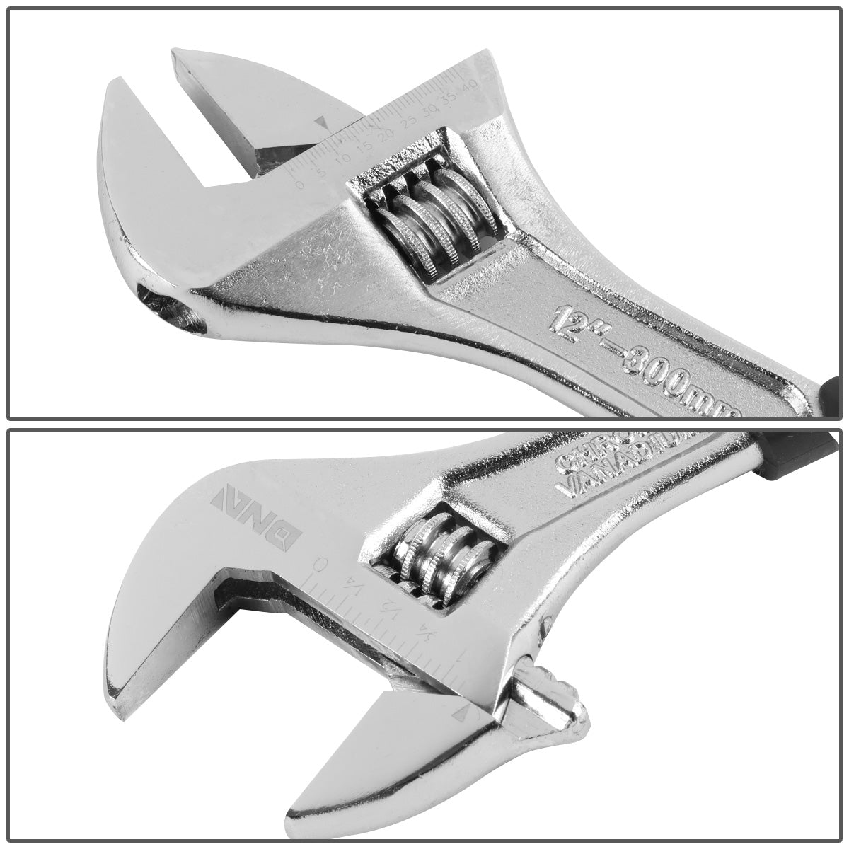 HERRAMIENTAS DNA LOGO - 4PC - 6" WRENCH, 8" WRENCH, 10" WRENCH, 12" WRENCH - 3/4", 1", 1-1/4", 1-1/2" JAW OPENING - CHROME VANADIUM STEEL - BLACK / RED RUBBER GRIP