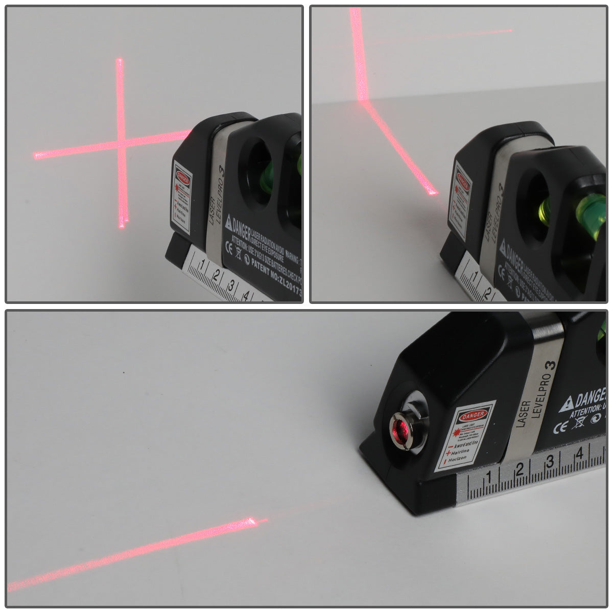 HERRAMIENTAS DNA LOGO - 3-MODE LASER LINE - 6" RULER - 8FT MEASURING TAPE - BLACK
