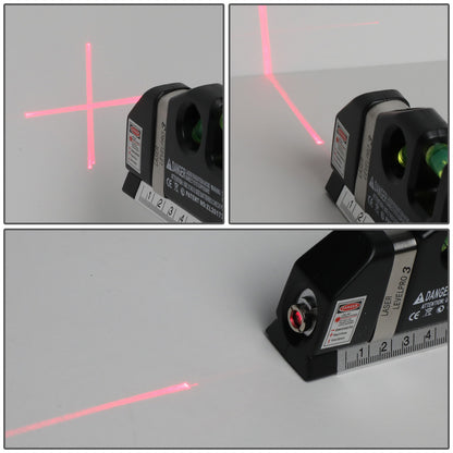 HERRAMIENTAS DNA LOGO - 3-MODE LASER LINE - 6" RULER - 8FT MEASURING TAPE - BLACK