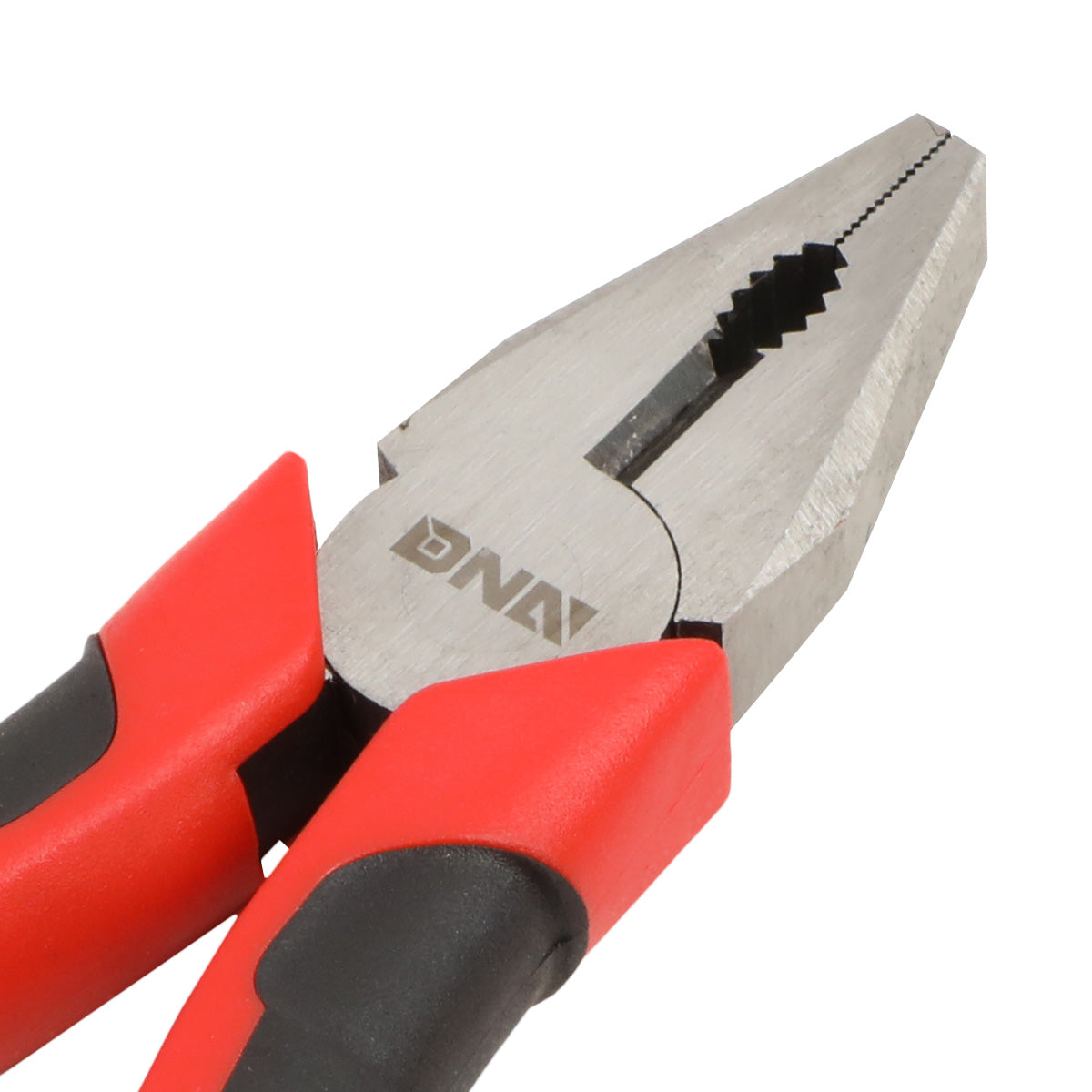 HERRAMIENTAS DNA LOGO - 2PC - 6-1/2" LINESMAN PLIER , 6-1/2" NEEDLE NOSE PLIER - 1/2" JAW OPENING - BLACK / RED RUBBER GRIP