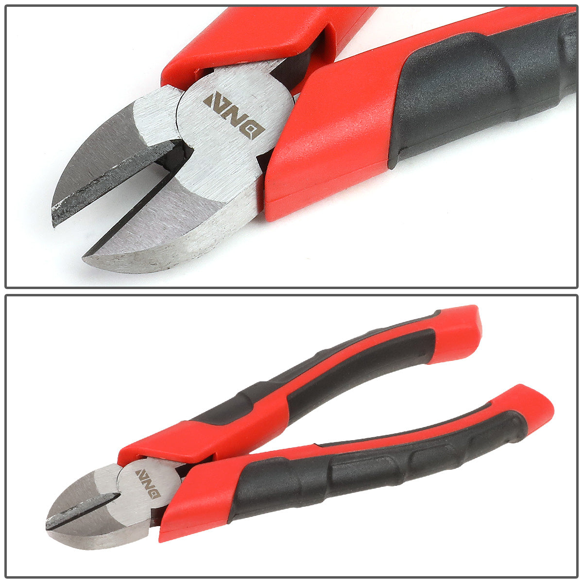 HERRAMIENTAS DNA LOGO - 4PC - 8" LINESMAN PLIER, 8" NEEDLE NOSE PLIER, 8" NEEDLE NOSE PLIER, 6-1/2" DIAGONAL CUTTER - 1/2" JAW OPENING - BLACK / RED RUBBER GRIP