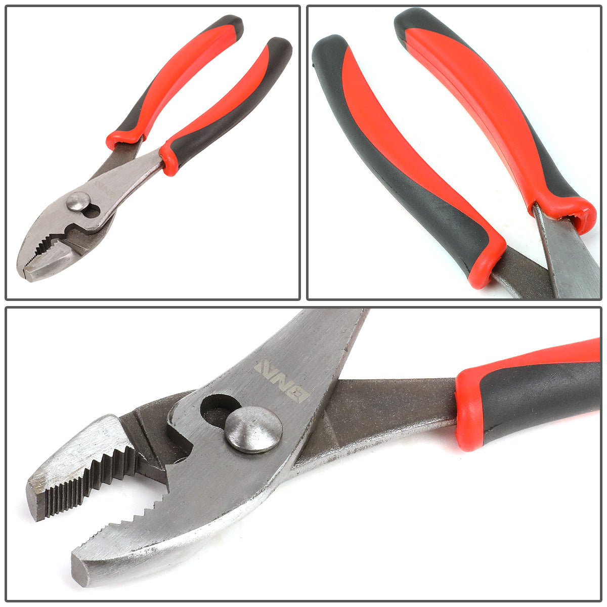 HERRAMIENTAS DNA LOGO - 4PC - 8" LINESMAN PLIER, 8" NEEDLE NOSE PLIER, 8" NEEDLE NOSE PLIER, 6-1/2" DIAGONAL CUTTER - 1/2" JAW OPENING - BLACK / RED RUBBER GRIP