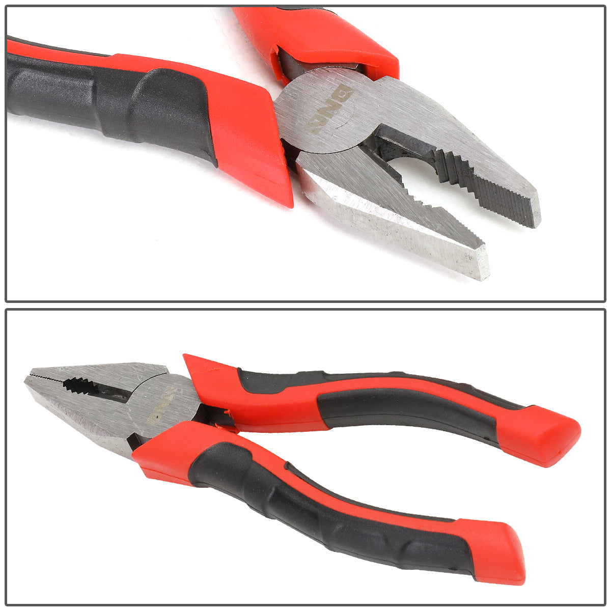 HERRAMIENTAS DNA LOGO - 3PC - 6-1/2" LINESMAN PLIER, 6-1/2" NEEDLE NOSE PLIER, 6-1/2" DIAGONAL CUTTER - 1/2" JAW OPENING - BLACK / RED RUBBER GRIP