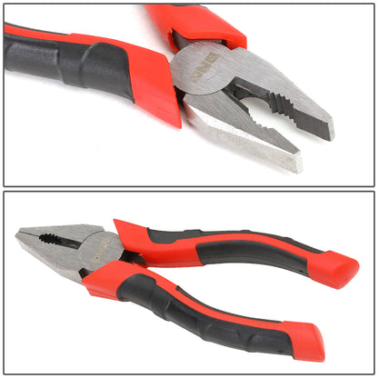 HERRAMIENTAS DNA LOGO - 3PC - 6-1/2" LINESMAN PLIER, 6-1/2" NEEDLE NOSE PLIER, 6-1/2" DIAGONAL CUTTER - 1/2" JAW OPENING - BLACK / RED RUBBER GRIP
