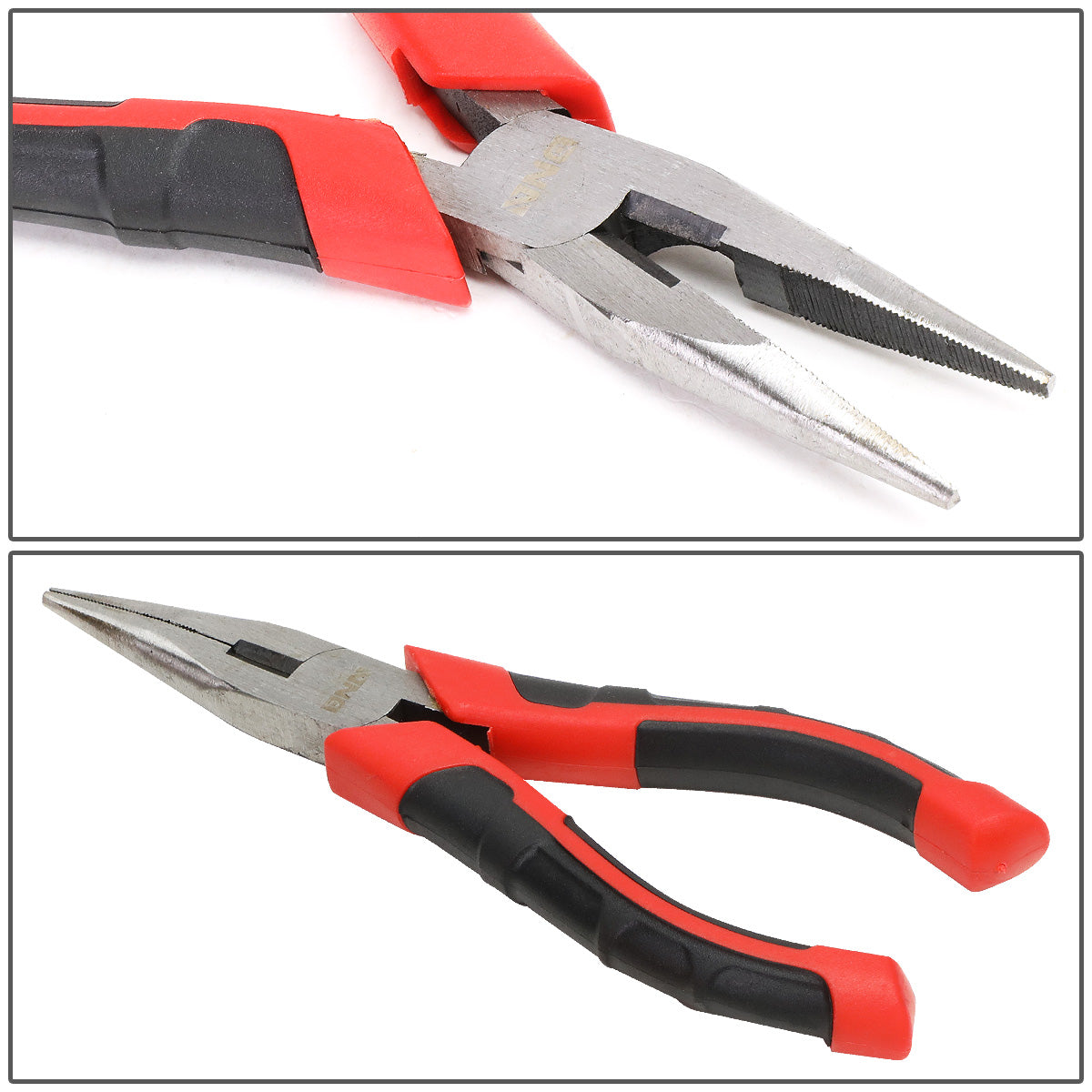 HERRAMIENTAS DNA LOGO - 3PC - 6-1/2" LINESMAN PLIER, 6-1/2" NEEDLE NOSE PLIER, 6-1/2" DIAGONAL CUTTER - 1/2" JAW OPENING - BLACK / RED RUBBER GRIP