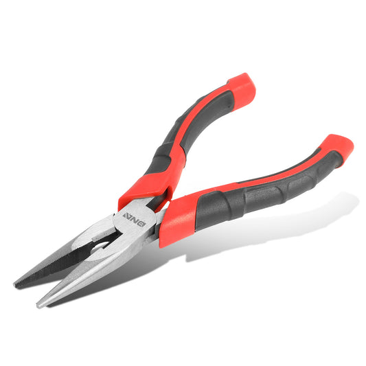 HERRAMIENTAS DNA LOGO - 1PC - 6-1/2" NEEDLE NOSE PLIER - 1/2" JAW OPENING - BLACK / RED RUBBER GRIP
